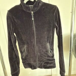 Freddy Black Velour Zip-Up Jacket XS